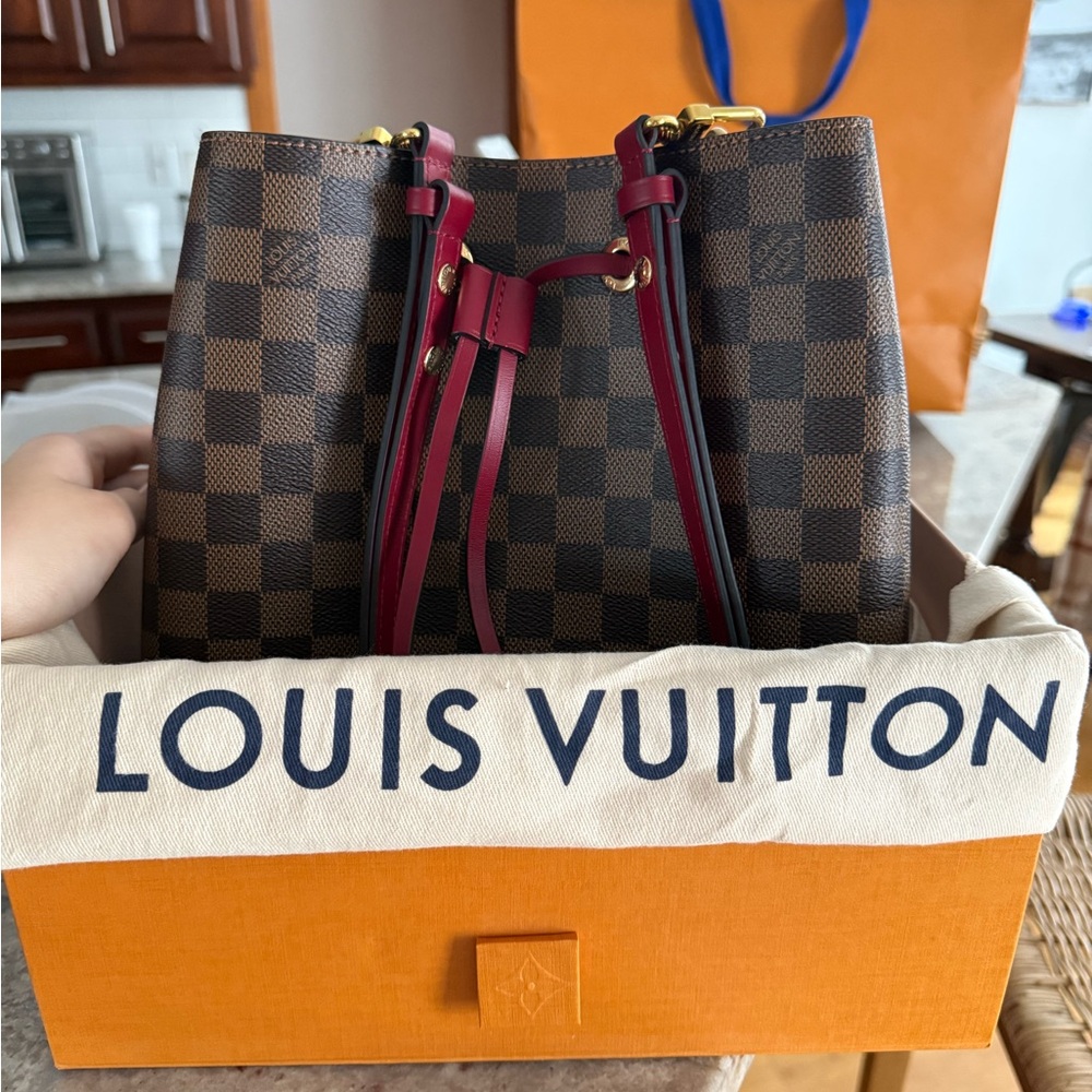 Louis Vuitton Checkered Brown and Burgundy Shoulder Bag